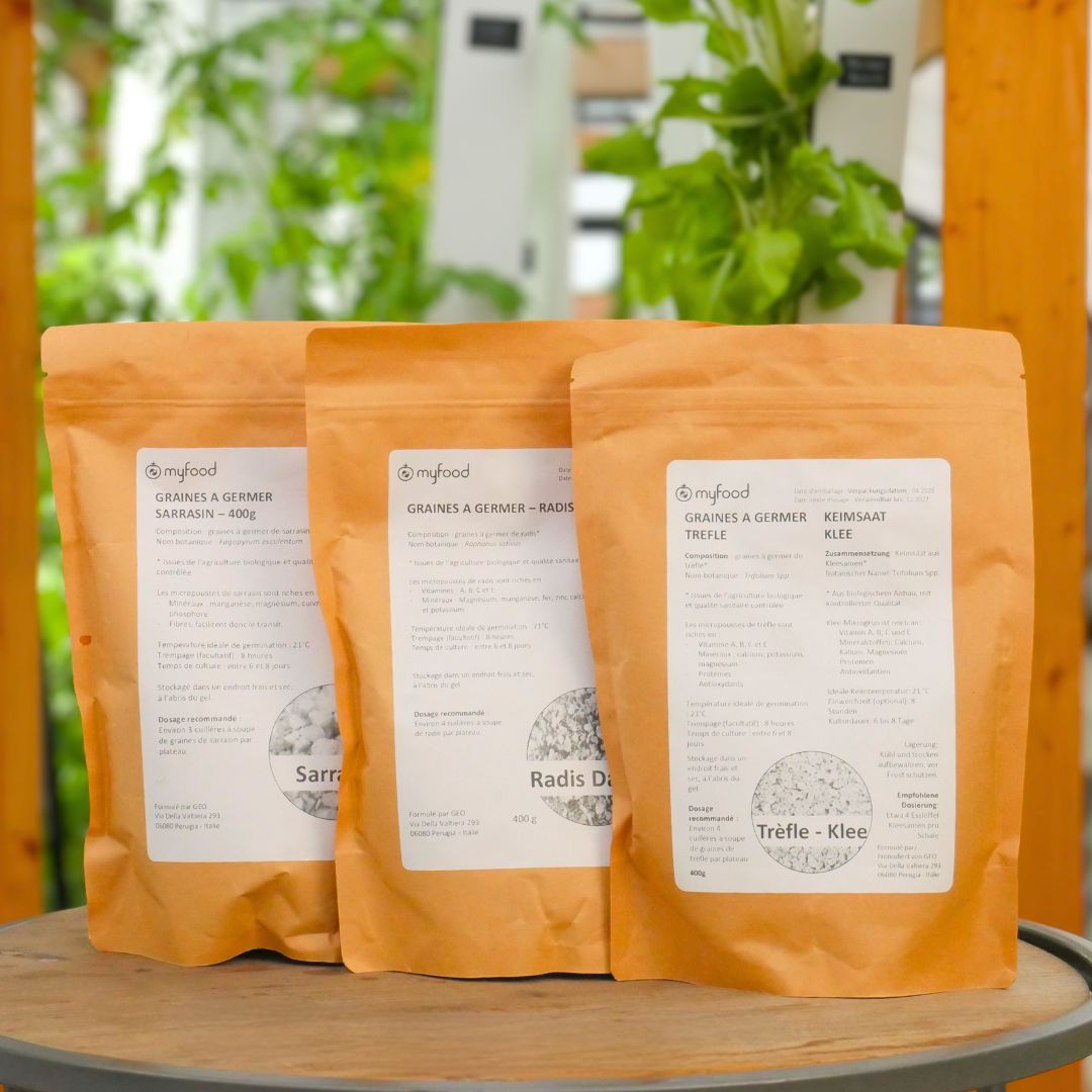 Samen-Kit von Microgreens - Klee, Radis Daïkon, Sarrasin